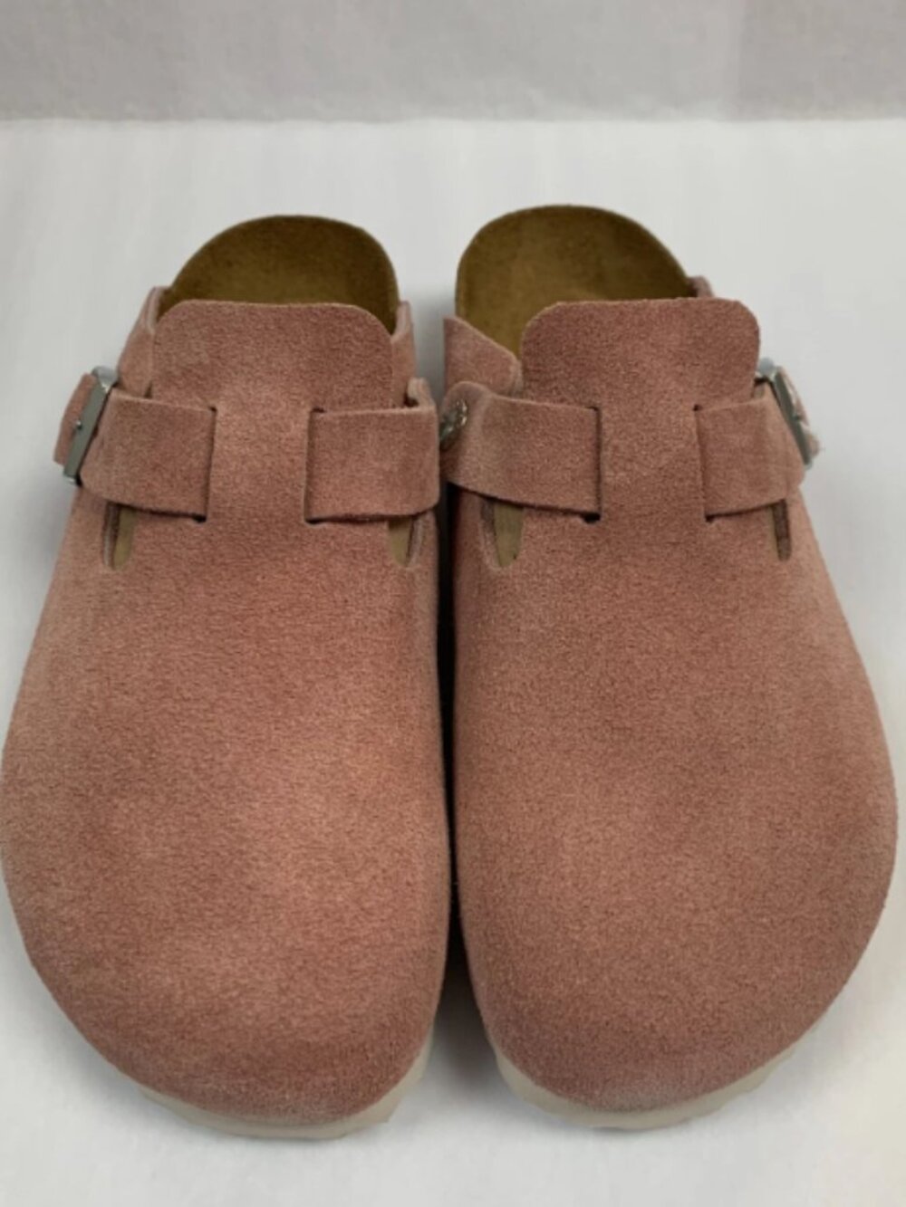 Birkenstock Boston Soft Footbed Pink Clay Suede Leather Regular Width Sandals